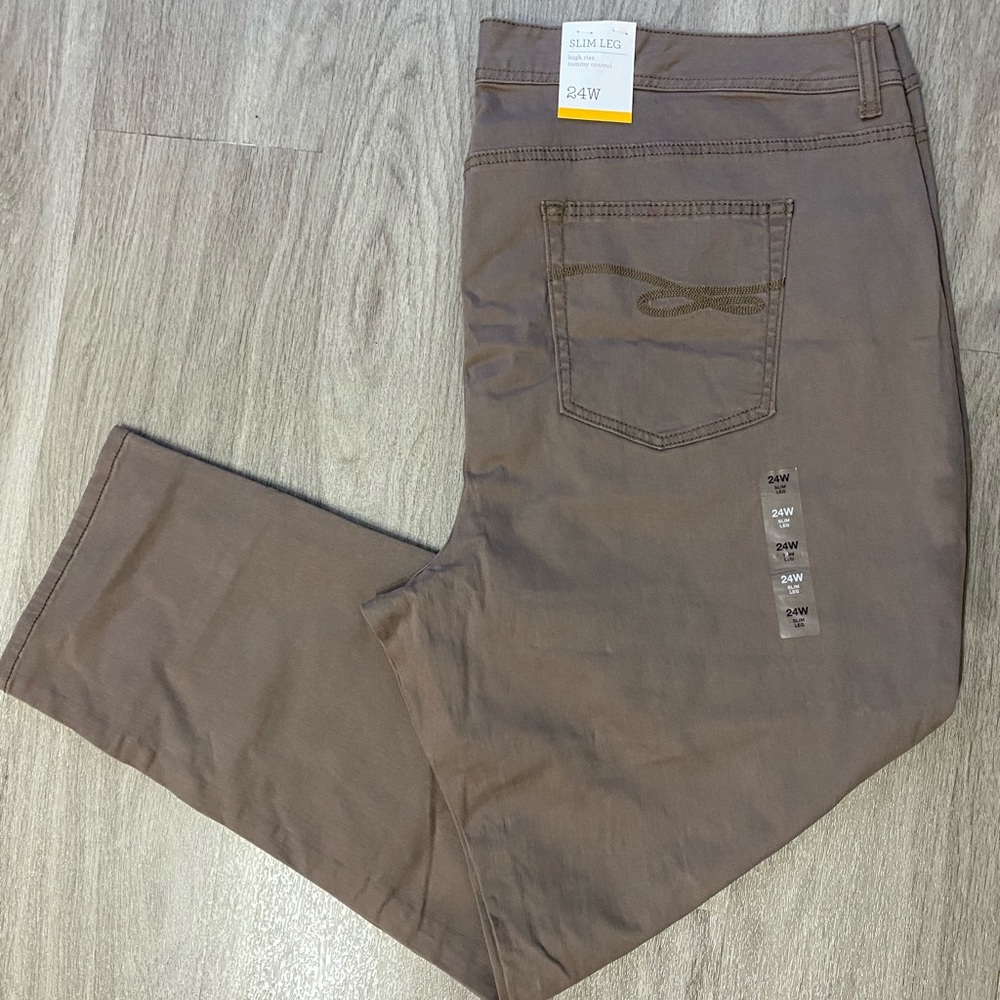 Style Co Women Plus Size 24W Denim Pants Jeans Slim Leg High Rise Tummy Control